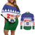 Personalised Bonaire Rincon Couples Matching Off Shoulder Short Dress and Long Sleeve Button Shirt Flag Stylized