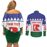 Personalised Bonaire Rincon Couples Matching Off Shoulder Short Dress and Long Sleeve Button Shirt Flag Stylized
