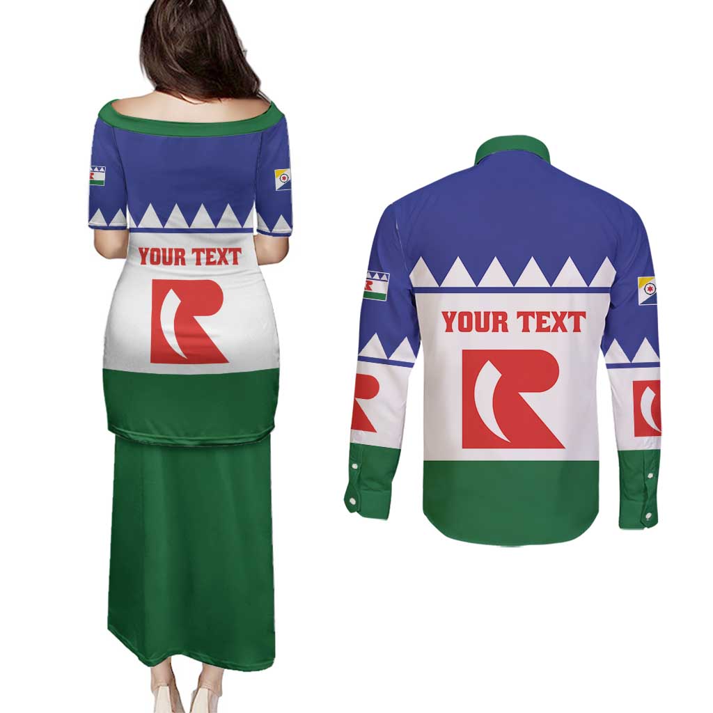 Personalised Bonaire Rincon Couples Matching Puletasi and Long Sleeve Button Shirt Flag Stylized