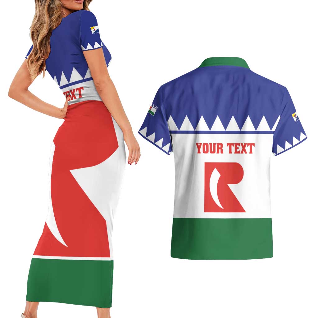Personalised Bonaire Rincon Couples Matching Short Sleeve Bodycon Dress and Hawaiian Shirt Flag Stylized