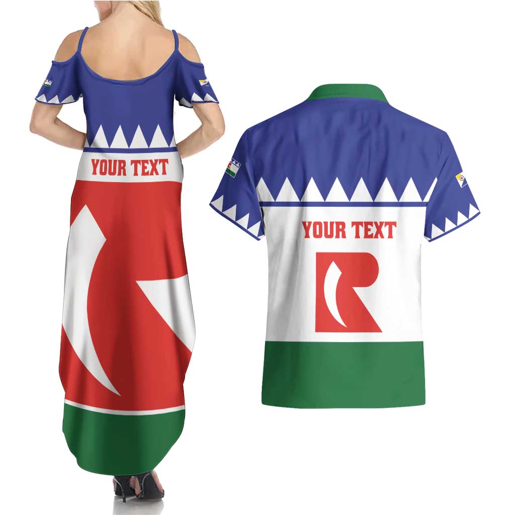 Personalised Bonaire Rincon Couples Matching Summer Maxi Dress and Hawaiian Shirt Flag Stylized