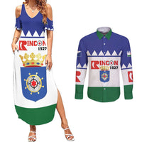 Personalised Bonaire Rincon Couples Matching Summer Maxi Dress and Long Sleeve Button Shirt Flag Stylized