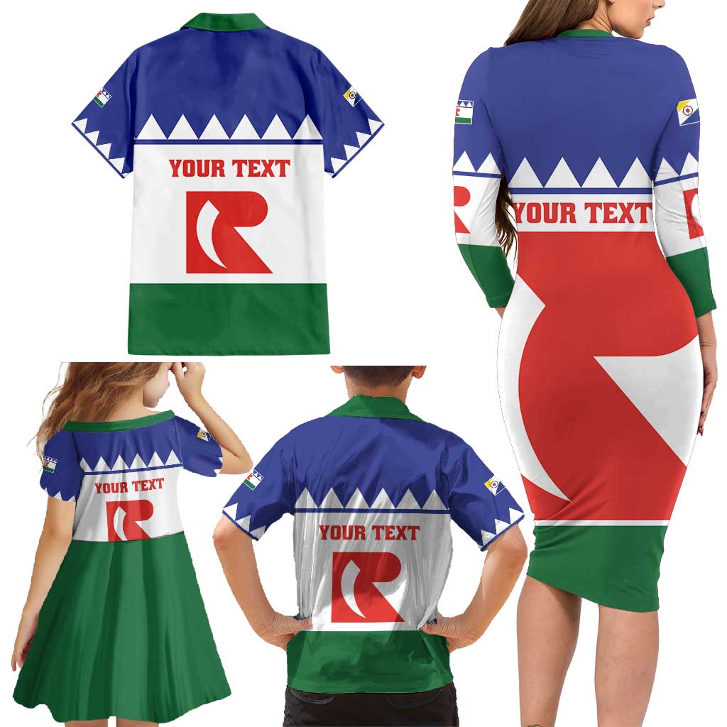 Personalised Bonaire Rincon Family Matching Long Sleeve Bodycon Dress and Hawaiian Shirt Flag Stylized