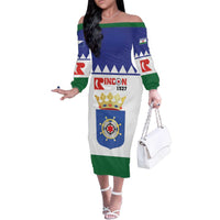 Personalised Bonaire Rincon Family Matching Off The Shoulder Long Sleeve Dress and Hawaiian Shirt Flag Stylized