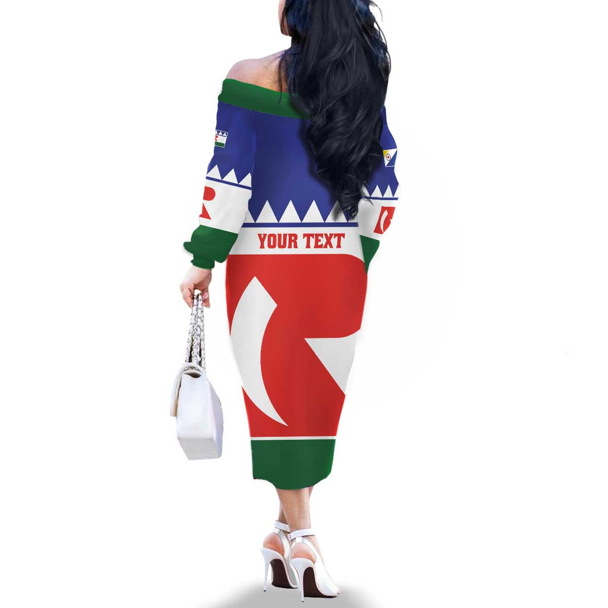 Personalised Bonaire Rincon Family Matching Off The Shoulder Long Sleeve Dress and Hawaiian Shirt Flag Stylized