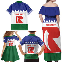 Personalised Bonaire Rincon Family Matching Off Shoulder Maxi Dress and Hawaiian Shirt Flag Stylized