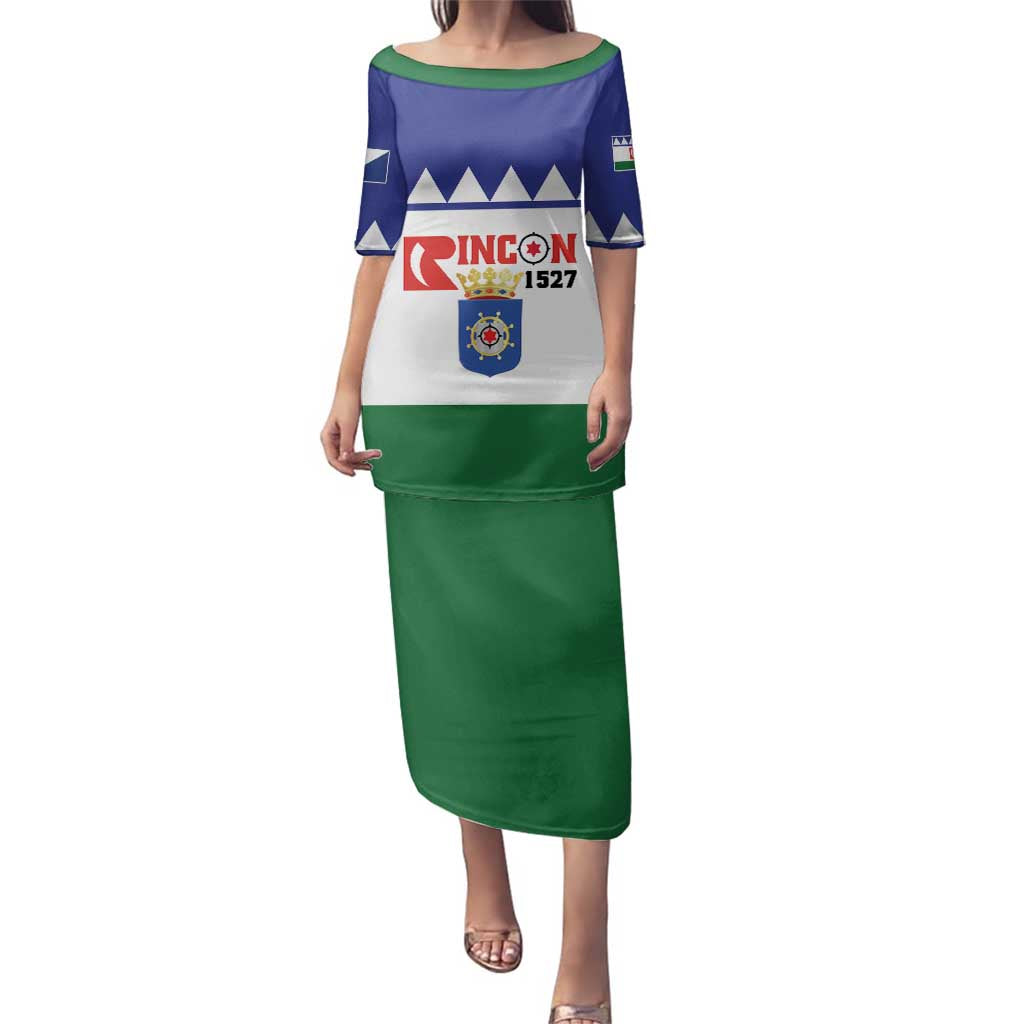 Personalised Bonaire Rincon Family Matching Puletasi and Hawaiian Shirt Flag Stylized