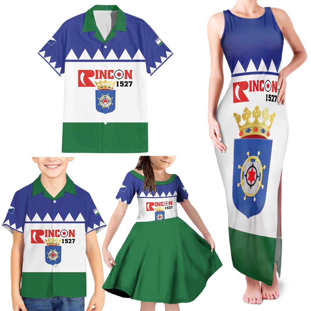 Personalised Bonaire Rincon Family Matching Tank Maxi Dress and Hawaiian Shirt Flag Stylized