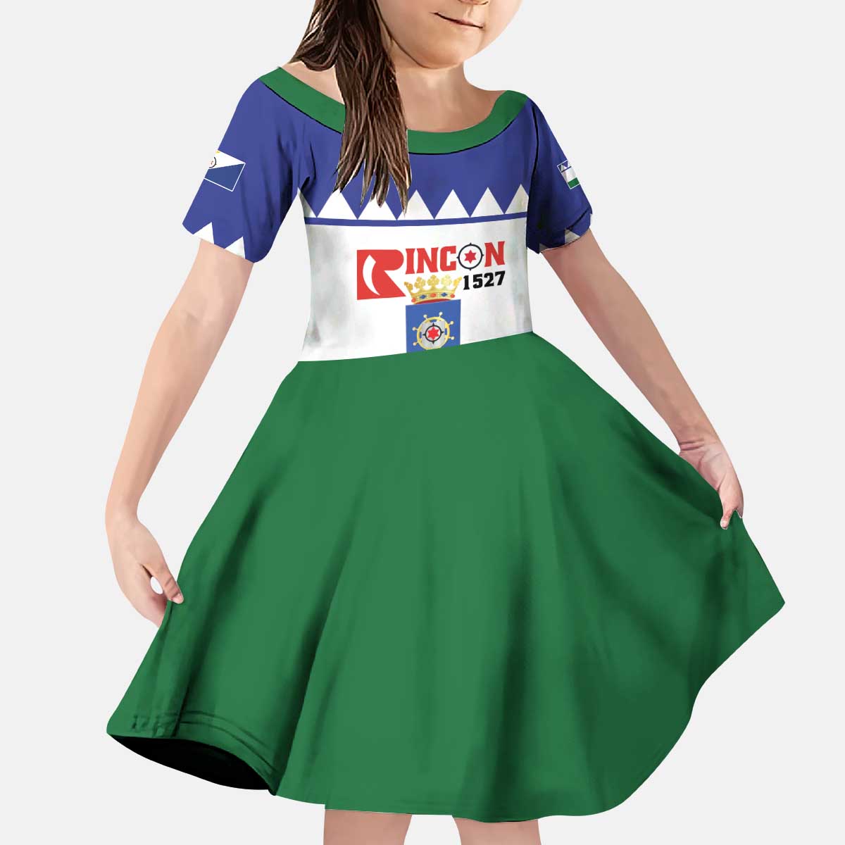 Personalised Bonaire Rincon Kid Short Sleeve Dress Flag Stylized