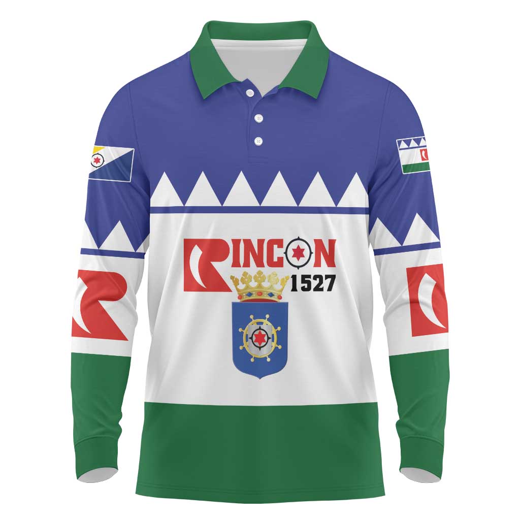 Personalised Bonaire Rincon Long Sleeve Polo Shirt Flag Stylized