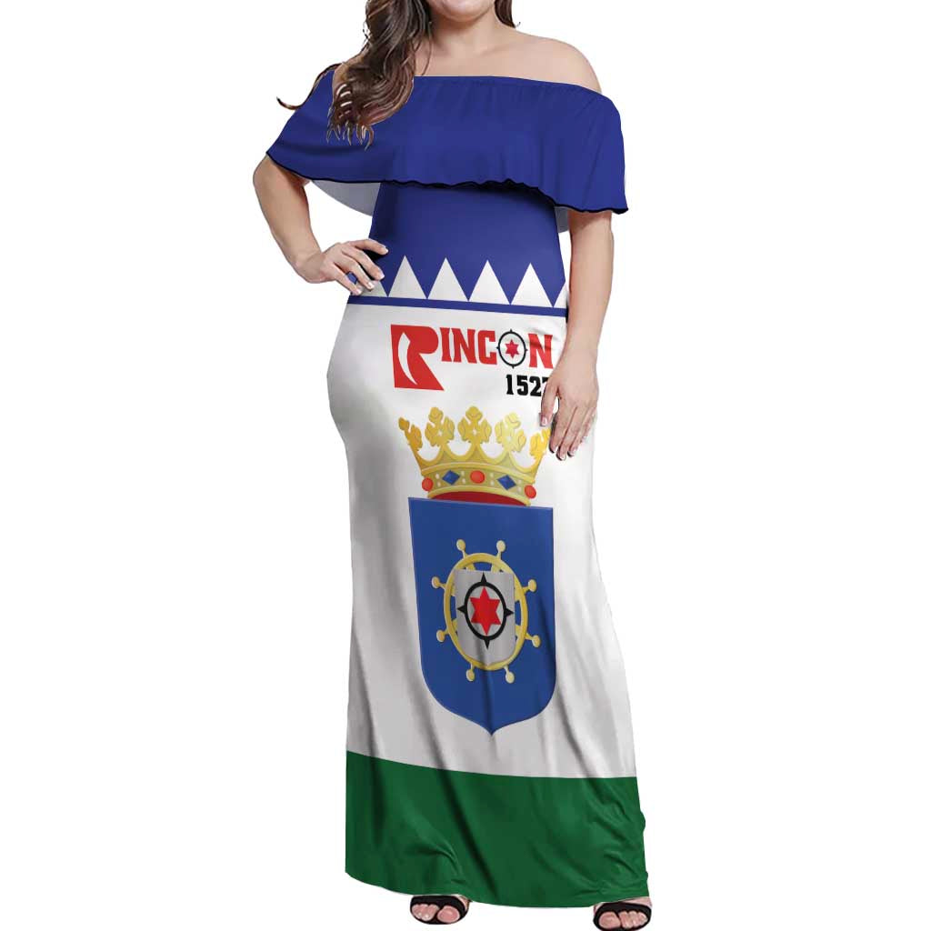 Personalised Bonaire Rincon Off Shoulder Maxi Dress Flag Stylized