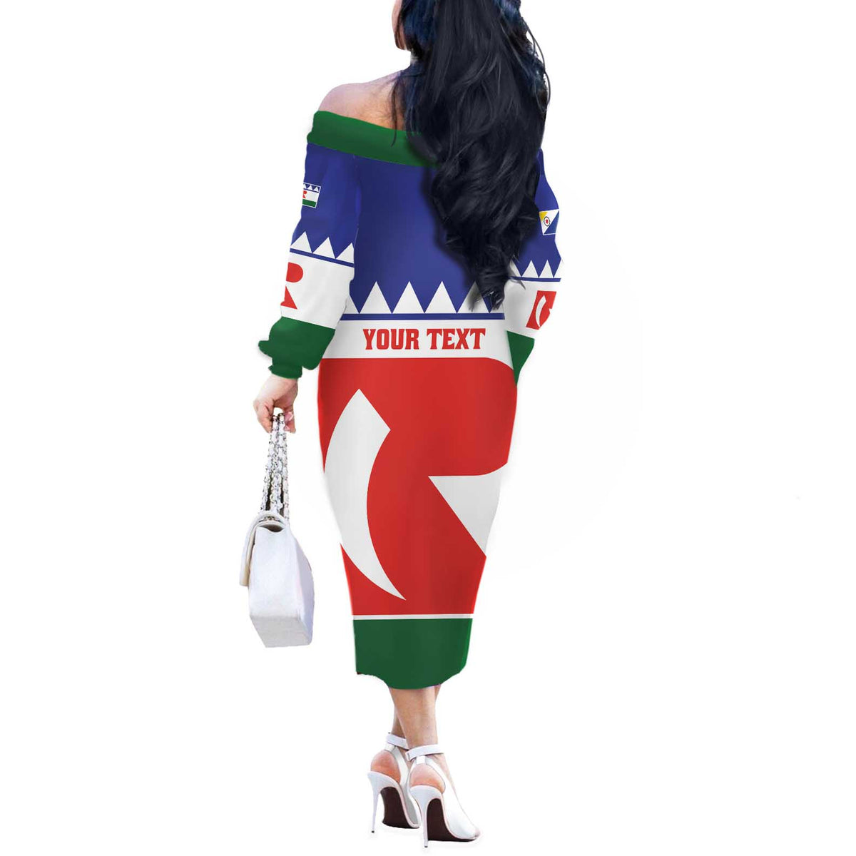 Personalised Bonaire Rincon Off The Shoulder Long Sleeve Dress Flag Stylized