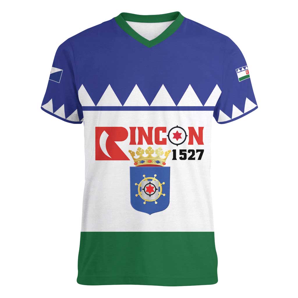 Personalised Bonaire Rincon Women V-Neck T-Shirt Flag Stylized