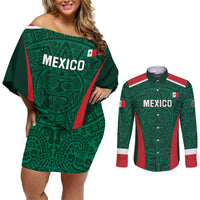 Personalized Mexico 2024 Football Couples Matching Off Shoulder Short Dress and Long Sleeve Button Shirt El Tri Go Champion - Wonder Print Shop