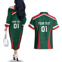 Personalized Mexico 2024 Football Couples Matching Off The Shoulder Long Sleeve Dress and Hawaiian Shirt El Tri Go Champion - Wonder Print Shop