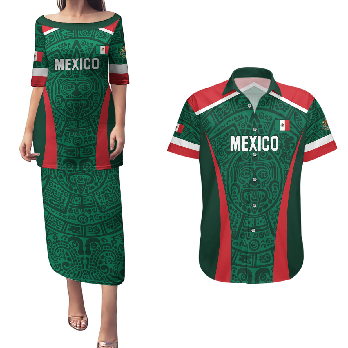 Personalized Mexico 2024 Football Couples Matching Puletasi and Hawaiian Shirt El Tri Go Champion - Wonder Print Shop