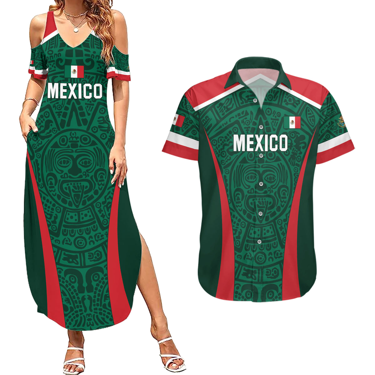 Personalized Mexico 2024 Football Couples Matching Summer Maxi Dress and Hawaiian Shirt El Tri Go Champion - Wonder Print Shop