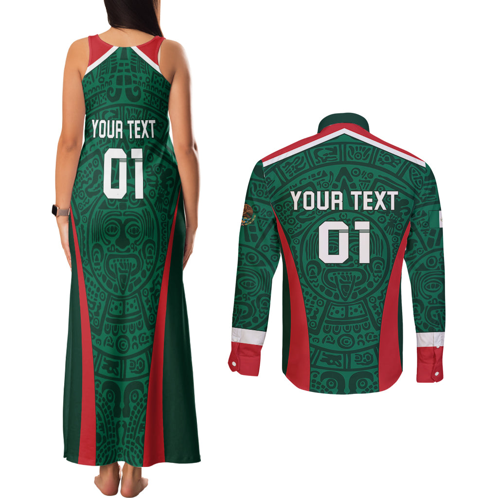 Personalized Mexico 2024 Football Couples Matching Tank Maxi Dress and Long Sleeve Button Shirt El Tri Go Champion - Wonder Print Shop