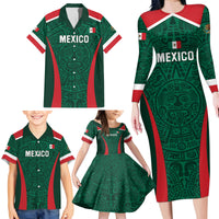 Personalized Mexico 2024 Football Family Matching Long Sleeve Bodycon Dress and Hawaiian Shirt El Tri Go Champion - Wonder Print Shop