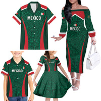 Personalized Mexico 2024 Football Family Matching Off The Shoulder Long Sleeve Dress and Hawaiian Shirt El Tri Go Champion - Wonder Print Shop