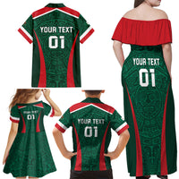 Personalized Mexico 2024 Football Family Matching Off Shoulder Maxi Dress and Hawaiian Shirt El Tri Go Champion - Wonder Print Shop
