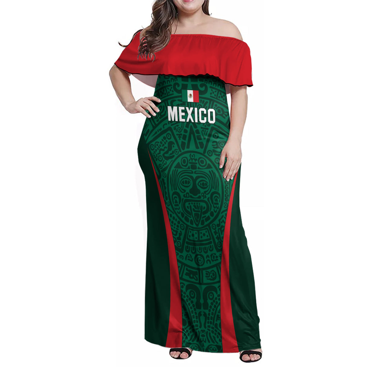 Personalized Mexico 2024 Football Family Matching Off Shoulder Maxi Dress and Hawaiian Shirt El Tri Go Champion - Wonder Print Shop