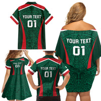 Personalized Mexico 2024 Football Family Matching Off Shoulder Short Dress and Hawaiian Shirt El Tri Go Champion - Wonder Print Shop