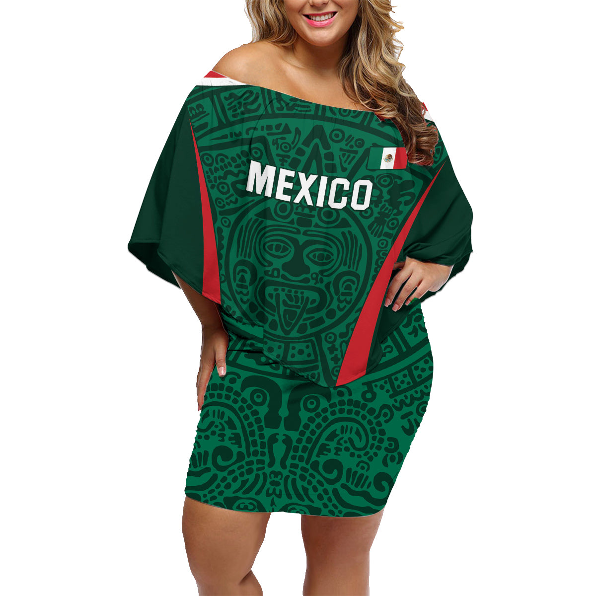 Personalized Mexico 2024 Football Family Matching Off Shoulder Short Dress and Hawaiian Shirt El Tri Go Champion - Wonder Print Shop
