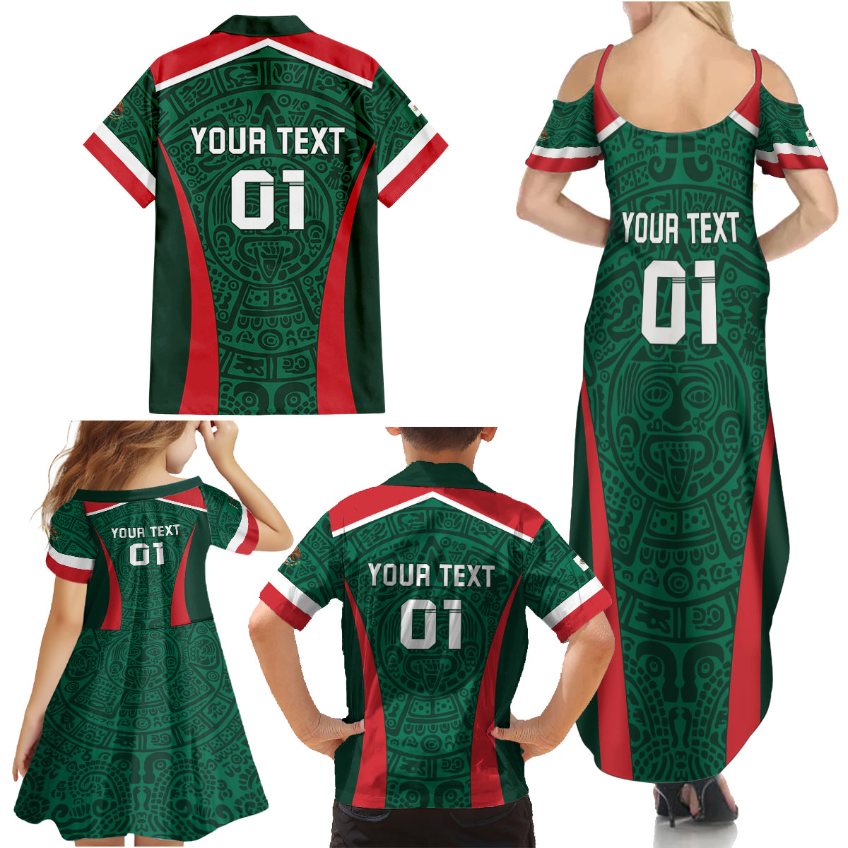 Personalized Mexico 2024 Football Family Matching Summer Maxi Dress and Hawaiian Shirt El Tri Go Champion - Wonder Print Shop