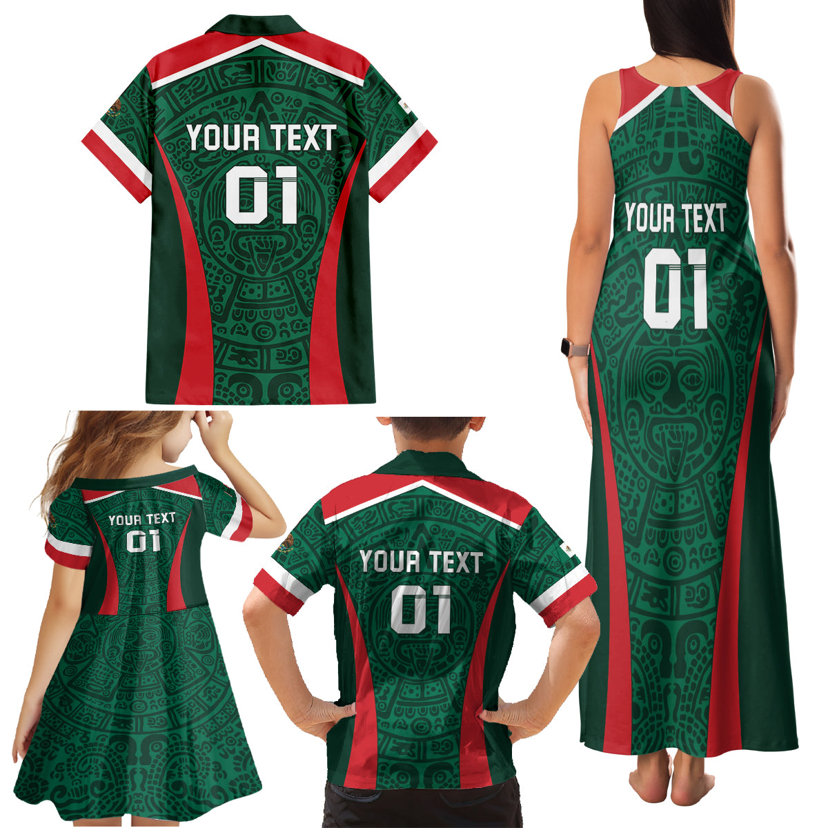 Personalized Mexico 2024 Football Family Matching Tank Maxi Dress and Hawaiian Shirt El Tri Go Champion - Wonder Print Shop