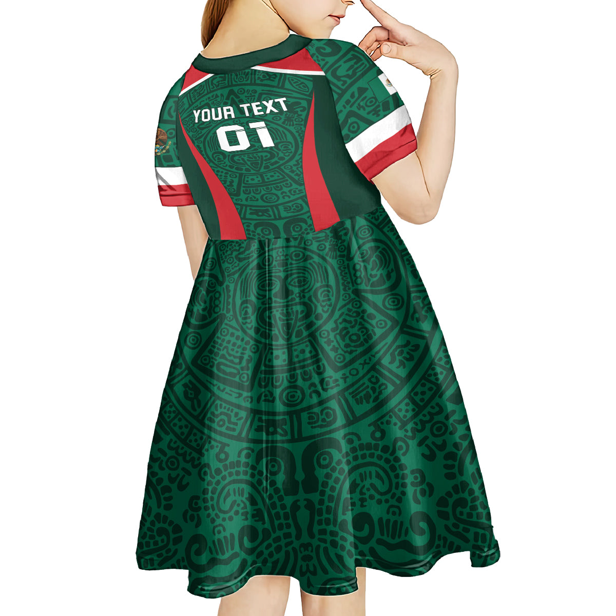 Personalized Mexico 2024 Football Kid Short Sleeve Dress El Tri Go Champion - Wonder Print Shop