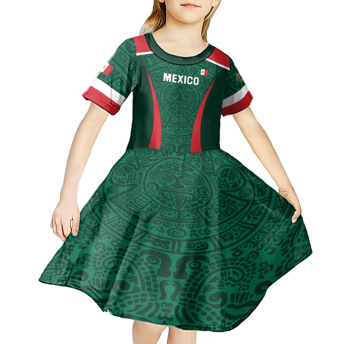 Personalized Mexico 2024 Football Kid Short Sleeve Dress El Tri Go Champion - Wonder Print Shop