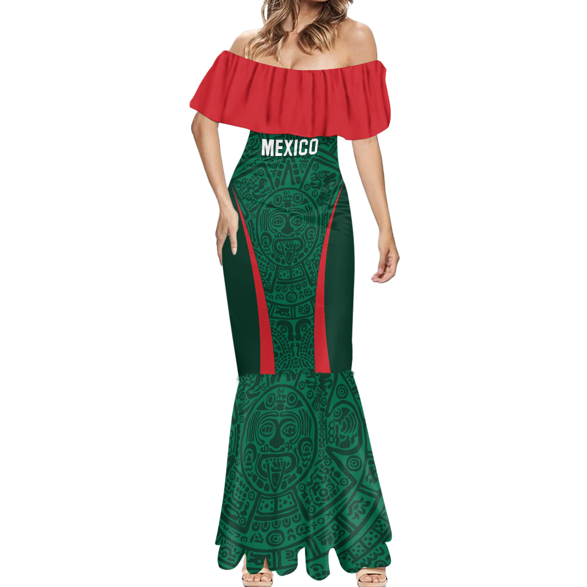 Personalized Mexico 2024 Football Mermaid Dress El Tri Go Champion - Wonder Print Shop