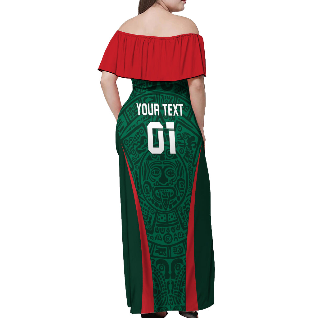 Personalized Mexico 2024 Football Off Shoulder Maxi Dress El Tri Go Champion - Wonder Print Shop
