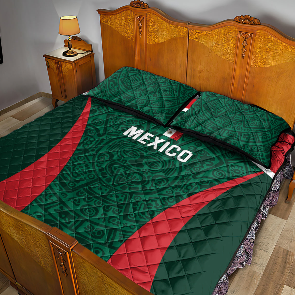Mexico 2024 Football Quilt Bed Set El Tri Go Champion - Wonder Print Shop