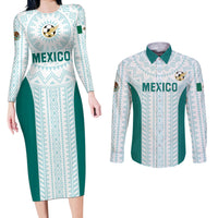 Personalized Mexico 2024 Football Couples Matching Long Sleeve Bodycon Dress and Long Sleeve Button Shirt El Tri Special Version - Wonder Print Shop