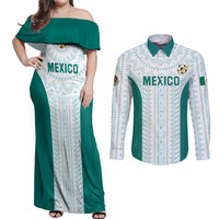 Personalized Mexico 2024 Football Couples Matching Off Shoulder Maxi Dress and Long Sleeve Button Shirt El Tri Special Version - Wonder Print Shop