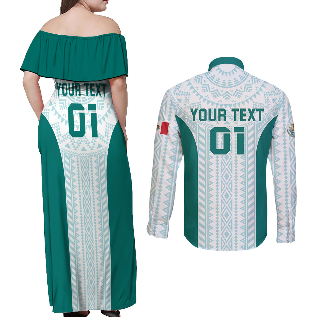 Personalized Mexico 2024 Football Couples Matching Off Shoulder Maxi Dress and Long Sleeve Button Shirt El Tri Special Version - Wonder Print Shop