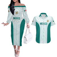 Personalized Mexico 2024 Football Couples Matching Off The Shoulder Long Sleeve Dress and Hawaiian Shirt El Tri Special Version - Wonder Print Shop