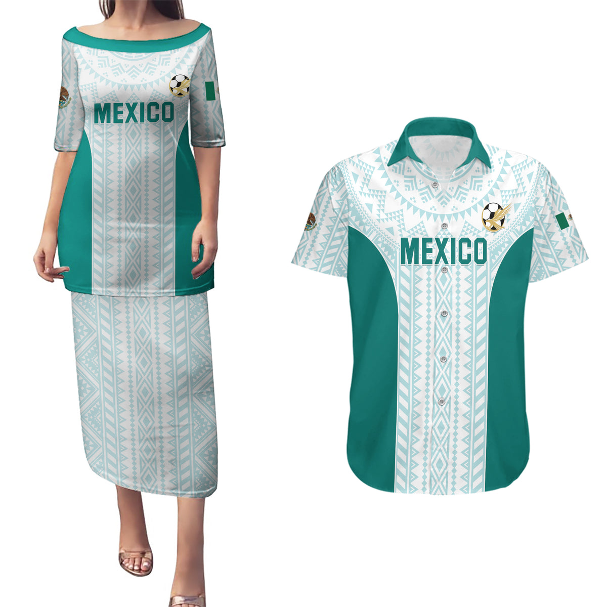 Personalized Mexico 2024 Football Couples Matching Puletasi and Hawaiian Shirt El Tri Special Version - Wonder Print Shop