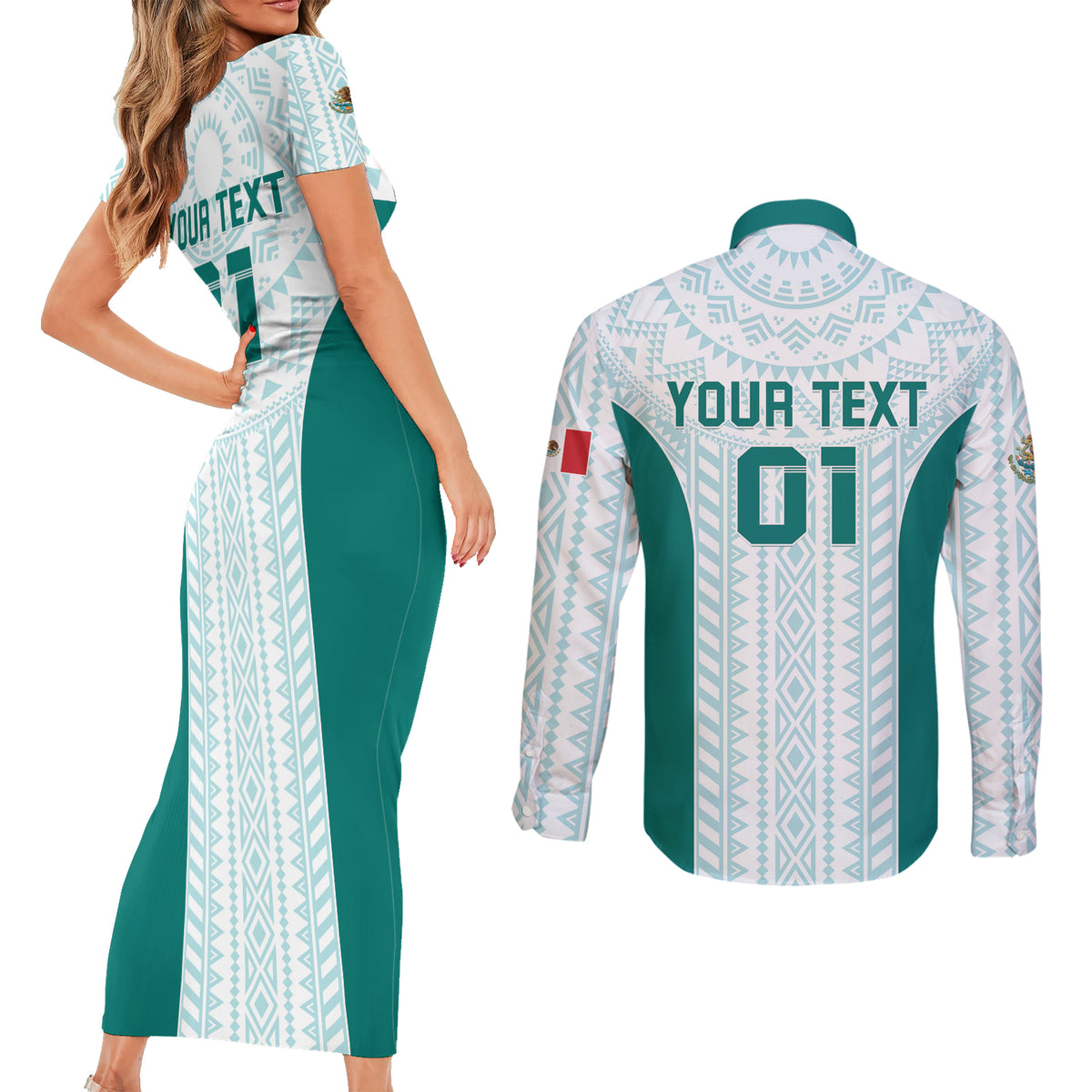 Personalized Mexico 2024 Football Couples Matching Short Sleeve Bodycon Dress and Long Sleeve Button Shirt El Tri Special Version - Wonder Print Shop