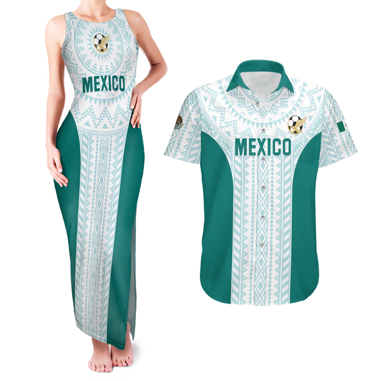 Personalized Mexico 2024 Football Couples Matching Tank Maxi Dress and Hawaiian Shirt El Tri Special Version - Wonder Print Shop