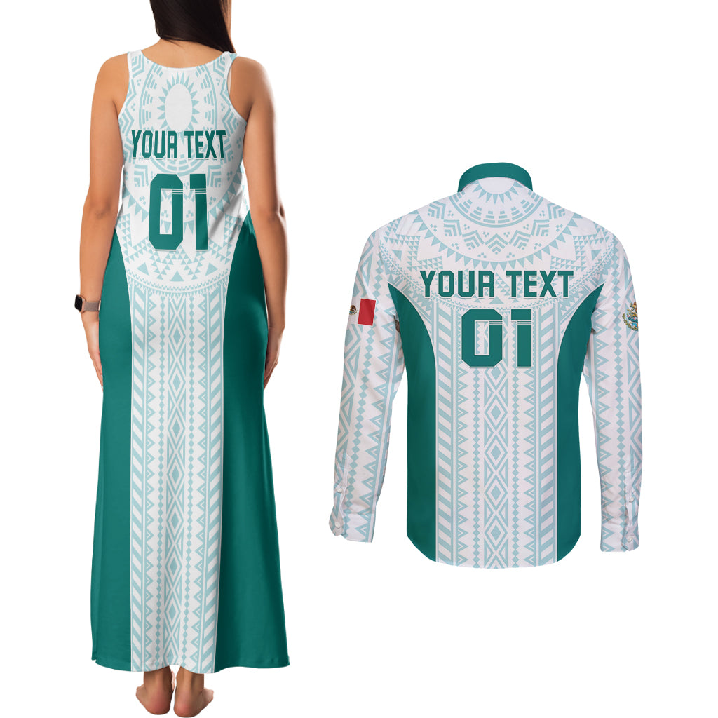 Personalized Mexico 2024 Football Couples Matching Tank Maxi Dress and Long Sleeve Button Shirt El Tri Special Version - Wonder Print Shop