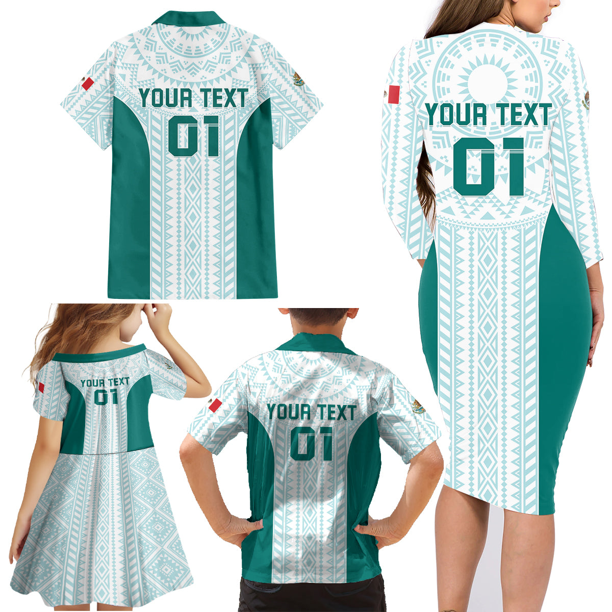 Personalized Mexico 2024 Football Family Matching Long Sleeve Bodycon Dress and Hawaiian Shirt El Tri Special Version - Wonder Print Shop