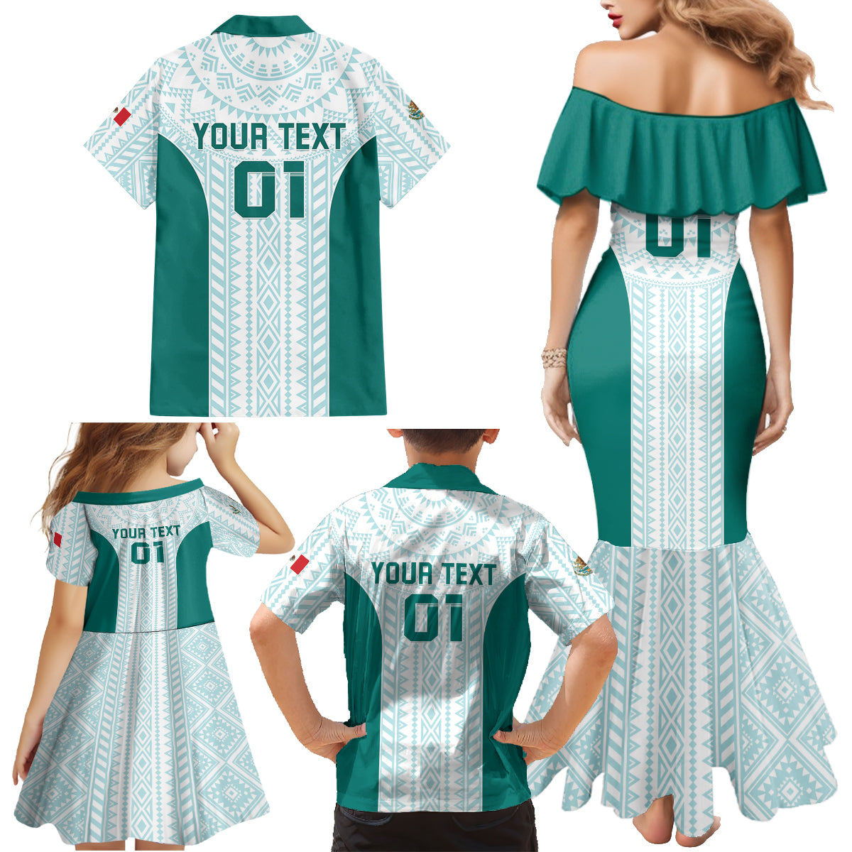 Personalized Mexico 2024 Football Family Matching Mermaid Dress and Hawaiian Shirt El Tri Special Version - Wonder Print Shop