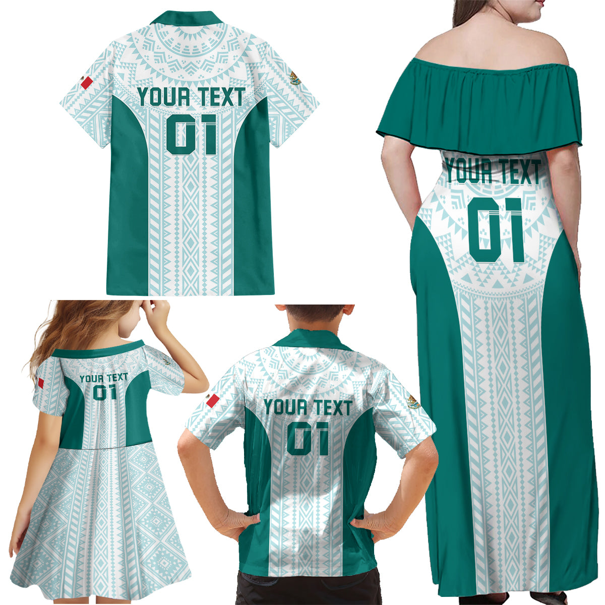 Personalized Mexico 2024 Football Family Matching Off Shoulder Maxi Dress and Hawaiian Shirt El Tri Special Version - Wonder Print Shop