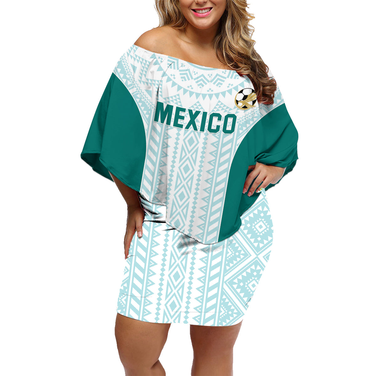 Personalized Mexico 2024 Football Family Matching Off Shoulder Short Dress and Hawaiian Shirt El Tri Special Version - Wonder Print Shop