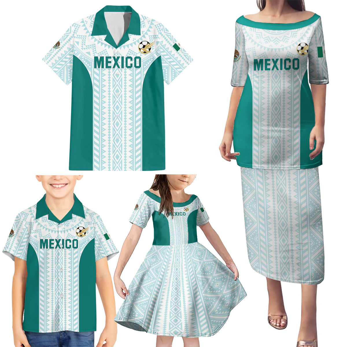 Personalized Mexico 2024 Football Family Matching Puletasi and Hawaiian Shirt El Tri Special Version - Wonder Print Shop