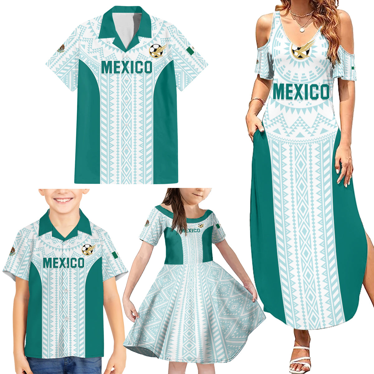 Personalized Mexico 2024 Football Family Matching Summer Maxi Dress and Hawaiian Shirt El Tri Special Version - Wonder Print Shop