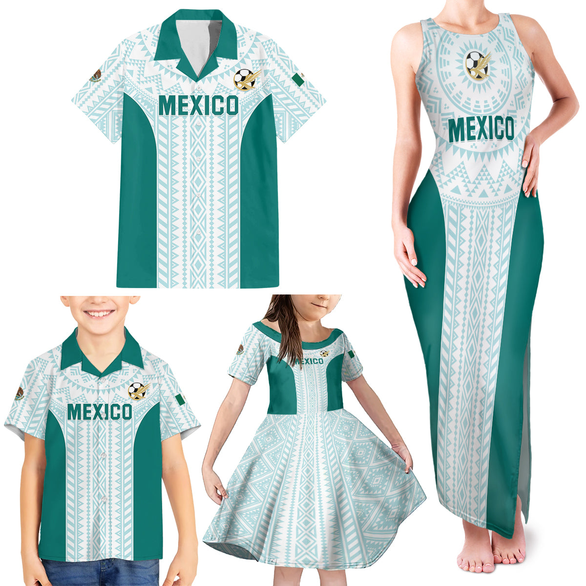 Personalized Mexico 2024 Football Family Matching Tank Maxi Dress and Hawaiian Shirt El Tri Special Version - Wonder Print Shop